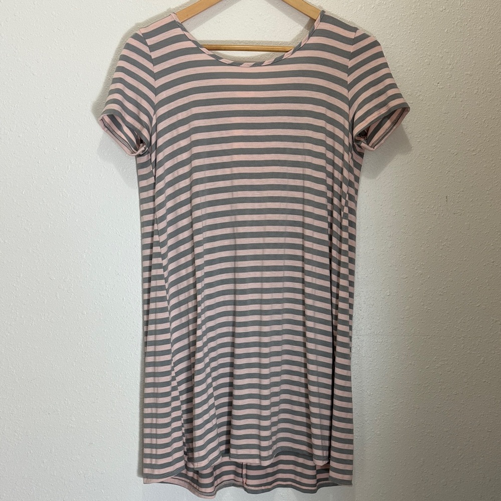 Soprano Striped Pink and Gray Women's Dress, Size S